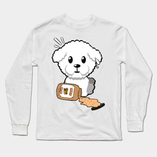 Cute Furry Dog spilled a jar of peanut butter Long Sleeve T-Shirt